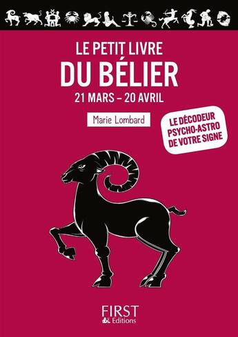 Couverture du livre « Le petit livre du bélier » de Marie Lombard aux éditions First