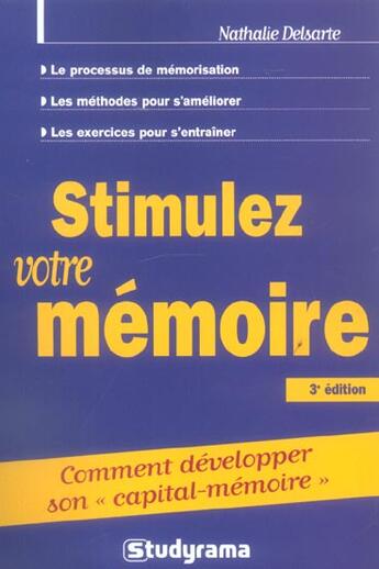 Couverture du livre « Stimulez votre mémoire » de Nathalie Delsarte aux éditions Studyrama