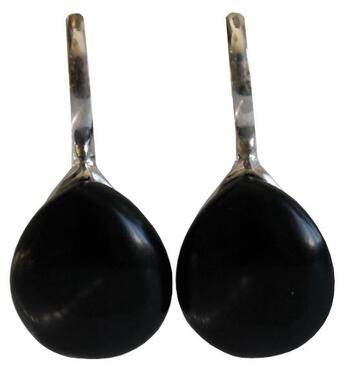 Couverture du livre « Boucles d'oreilles pierre bombee onyx noir - argent 925 » de  aux éditions Dg-exodif