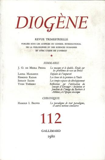 Couverture du livre « Diogene 112 » de Collectifs Gallimard aux éditions Gallimard