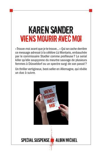Couverture du livre « Viens mourir avec moi » de Karen Sander aux éditions Albin Michel
