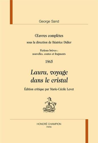 Couverture du livre « Laura, voyage dans le cristal » de George Sand aux éditions Honore Champion