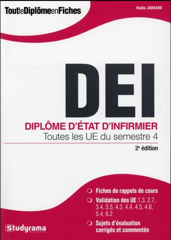 Couverture du livre « DEI ; toutes les UE du semestre 4 (2e édition) » de Badia Jabrane aux éditions Studyrama