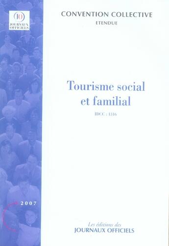 Couverture du livre « Tourisme social et familial » de  aux éditions Direction Des Journaux Officiels