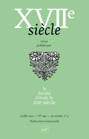 Couverture du livre « Xviie siecle 2021, n.292 » de  aux éditions Puf