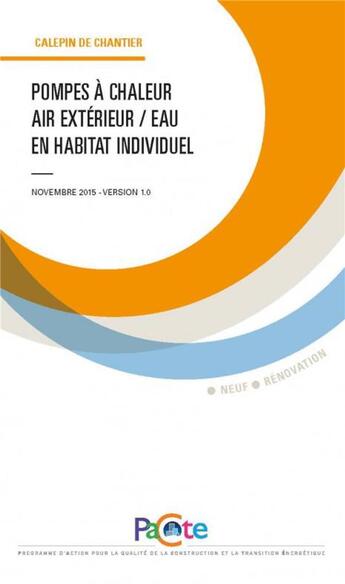 Couverture du livre « Pompes à chaleur air extérieur / eau en habitat individuel » de  aux éditions Sebtp