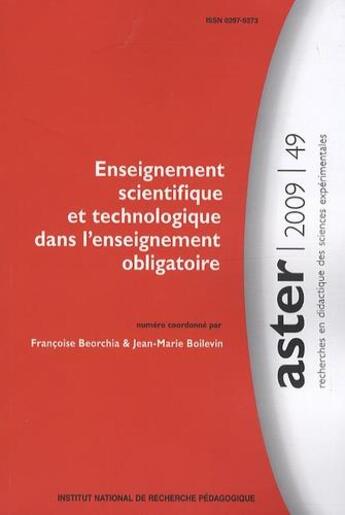 Couverture du livre « Enseignement scientifique et technologique dans l'enseignement obligatoire » de Francoise Beorchia aux éditions Ens Lyon