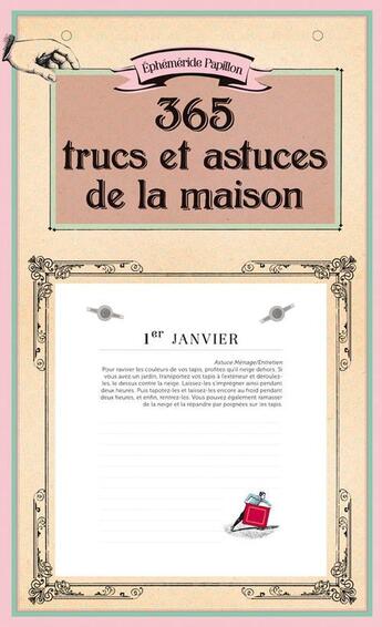 Couverture du livre « Ephéméride papillon 365 trucs et astuces de la maison » de  aux éditions Chene