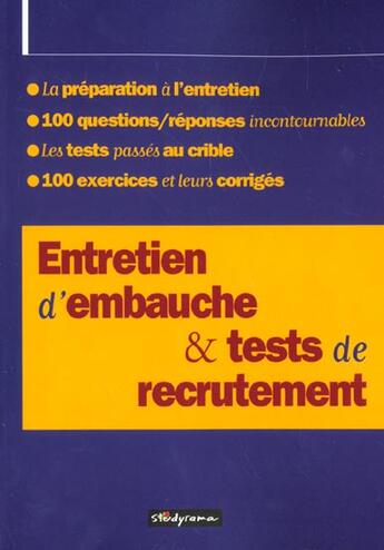 Couverture du livre « Entretien d'embauche et tests de recrutement » de  aux éditions Studyrama