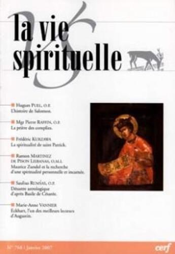 Couverture du livre « La vie spirituelle numero 768 » de  aux éditions Cerf