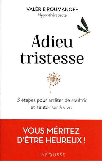 Couverture du livre « Adieu tristesse : 3 étapes pour arrêter de souffrir et s'autoriser à vivre » de Valerie Roumanoff aux éditions Larousse