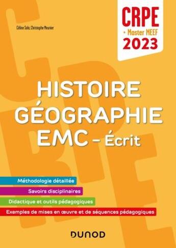 Couverture du livre « Concours professeur des ecoles - histoire geographie emc - ecrit / admissibilite - crpe 2023 - ecrit » de Sala/Meunier aux éditions Dunod