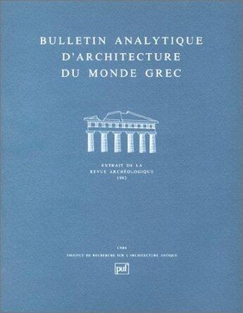 Couverture du livre « Bulletin analytique d'architecture du monde grec » de  aux éditions Puf