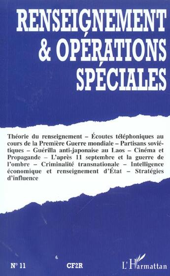 Couverture du livre « Renseignement et operations speciales n 11 - vol11 » de  aux éditions L'harmattan