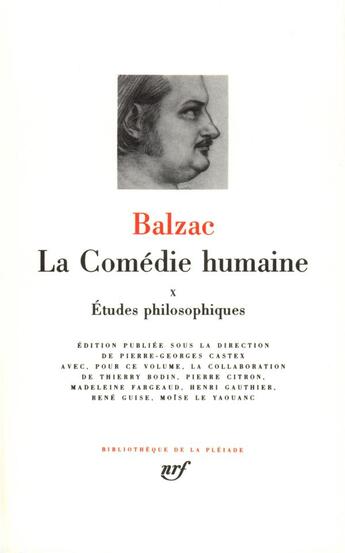 Couverture du livre « La comédie humaine Tome 10 » de Honoré De Balzac aux éditions Gallimard