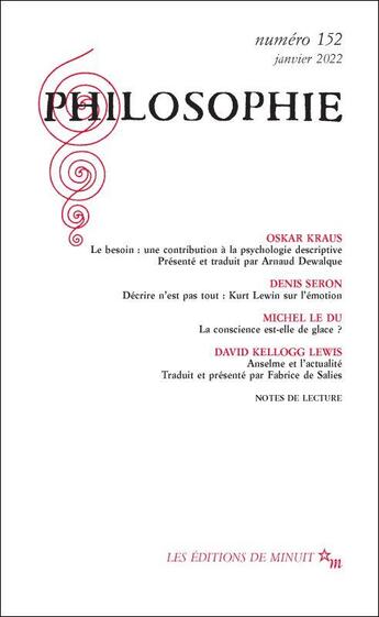 Couverture du livre « Philosophie 152 » de  aux éditions Minuit