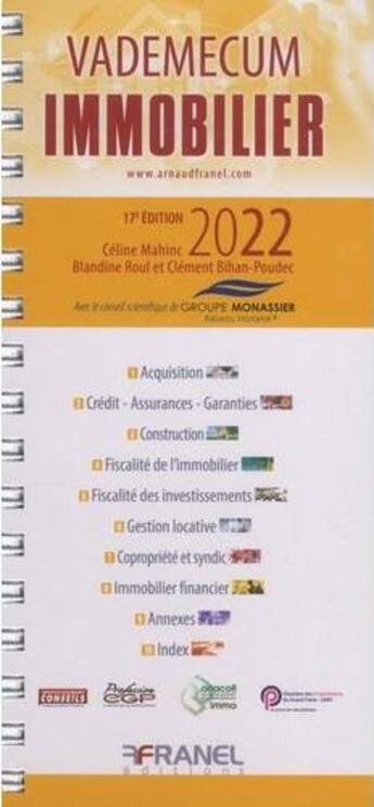 Couverture du livre « Vademecum : de l'immobilier (édition 2023) » de Celine Mahinc et Blandine Roul et Clement Bihan-Poudex aux éditions Arnaud Franel