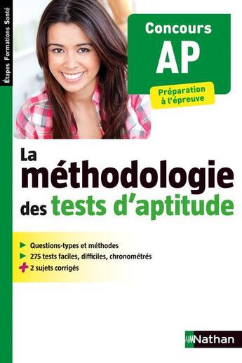 Couverture du livre « La méthodologie des tests d'aptitude ; concours AP » de Elisabeth Simonin aux éditions Nathan