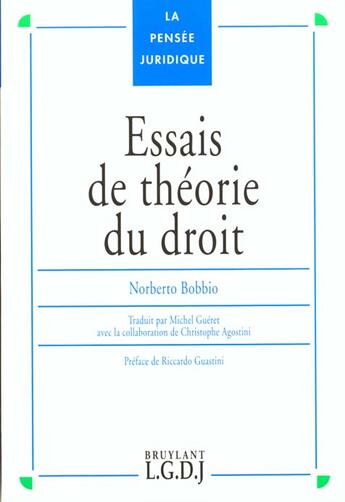 Couverture du livre « Essais de theorie du droit » de Bobbio N. aux éditions Lgdj