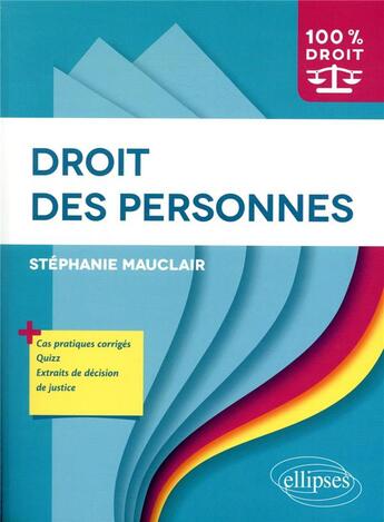 Couverture du livre « Droit des personnes » de Stephanie Mauclair aux éditions Ellipses