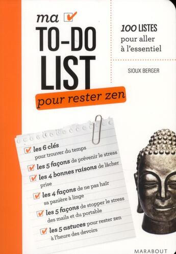 Couverture du livre « Ma to-do relaxation » de Sioux Berger aux éditions Marabout