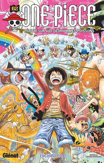 Couverture du livre « One Piece - édition originale Tome 62 : périple sur l'île des hommes-poissons » de Eiichiro Oda aux éditions Glenat