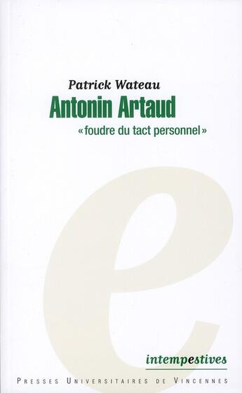 Couverture du livre « Antonin Artaud ; 