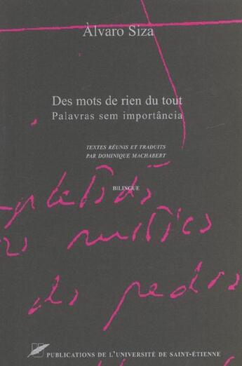 Couverture du livre « Alvaro siza, des mots de rien du tout » de  aux éditions Pu De Saint Etienne