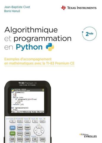 Couverture du livre « Algorithmique et programmation en Python » de Jean-Baptiste Civet et Boris Hanus aux éditions Eyrolles