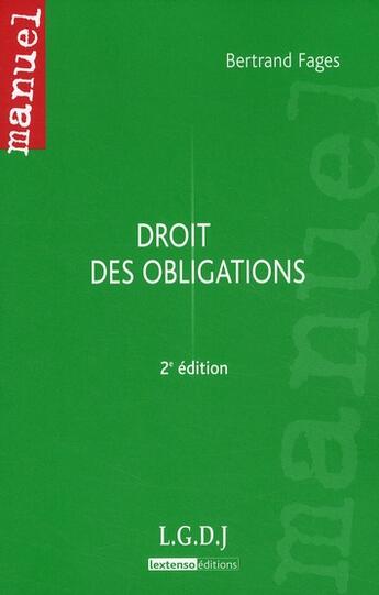 Couverture du livre « Droit des obligations (2e édition) » de Bertrand Fages aux éditions Lgdj