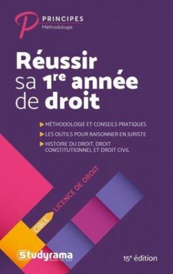 Couverture du livre « Réussir sa première année de droit » de  aux éditions Studyrama