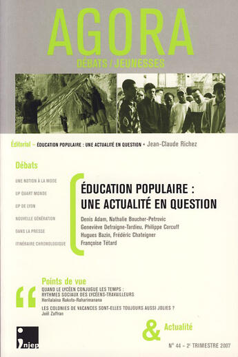 Couverture du livre « Éducation populaire : une actualité en question » de  aux éditions L'harmattan