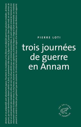 Couverture du livre « Trois journées de guerre en Annam » de Pierre Loti aux éditions Editions Du Sonneur