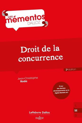 Couverture du livre « Droit de la concurrence (2e édition) » de Jean-Christophe Roda aux éditions Dalloz