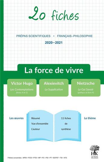 Couverture du livre « 20 fiches ; de français sur le thème 2020-2021 en prépa scientifique (édition 2020/2021) » de Geraldine Deries aux éditions H & K