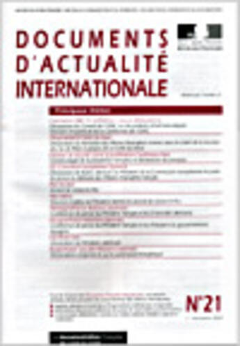 Couverture du livre « Documents d'actualite internationale t.21 » de Documents D'Actualite Internationale aux éditions Documentation Francaise