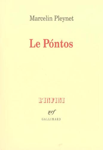 Couverture du livre « Le Póntos » de Marcelin Pleynet aux éditions Gallimard