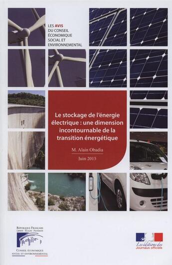 Couverture du livre « Le stockage de l'éléctricité, une dimension incontournable de la transition énergétique » de Cese aux éditions Documentation Francaise