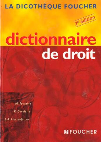 Couverture du livre « Dictionnaire De Droit » de M Fontaine aux éditions Foucher