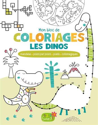 Couverture du livre « Coloriages les dinos (coll. mes petits blocs) » de  aux éditions 1 2 3 Soleil