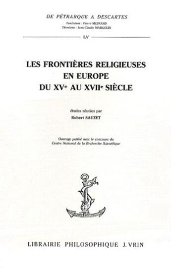 Couverture du livre « Frontieres Religieuses » de Sauzet aux éditions Vrin