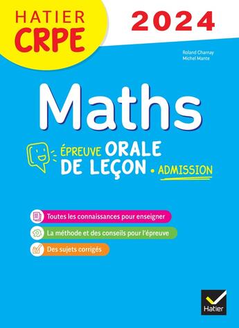 Couverture du livre « Mathematiques - crpe 2024-2025 - epreuve orale d'admission » de Mante/Charnay aux éditions Hatier