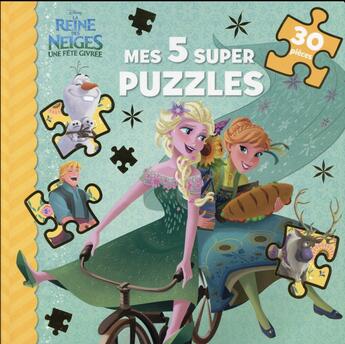 Couverture du livre « La Reine des Neiges - une fête givrée ; mes 5 super puzzles » de Disney aux éditions Disney Hachette