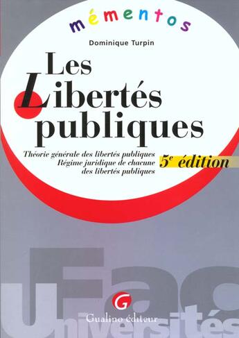 Couverture du livre « Memento libertes publiques » de Turpin/Dominique aux éditions Gualino