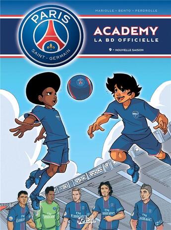 Couverture du livre « Paris Saint-Germain Academy ; la BD officielle t.9 : nouvelle saison » de Mathieu Mariolle et Perdrolle et Bento aux éditions Soleil