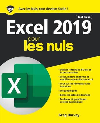 Couverture du livre « Excel tout en un pour les nuls (édition 2019) » de Greg Harvey et Jean-Pierre Cano aux éditions First Interactive