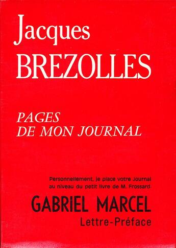 Couverture du livre « Pages de mon journal » de Jacques Brezolles aux éditions Beauchesne