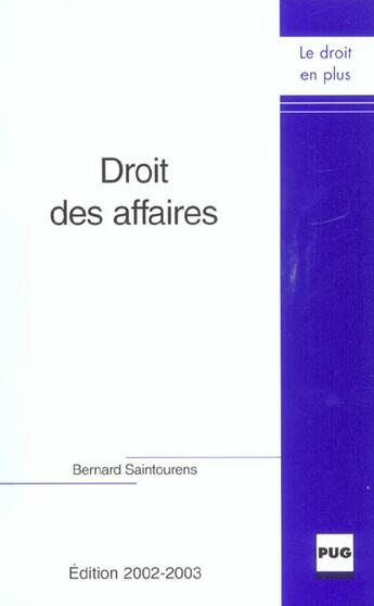 Couverture du livre « Droit des affaires 2eme edition » de Saintourens B aux éditions Pu De Grenoble