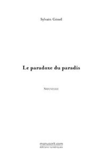 Couverture du livre « Le paradoxe du paradis » de Sylvain Génel aux éditions Le Manuscrit