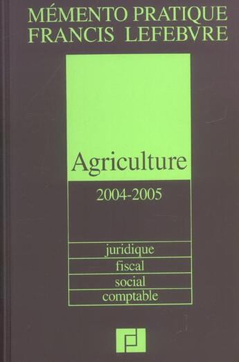 Couverture du livre « Agriculture (édition 2004/2005) » de  aux éditions Lefebvre